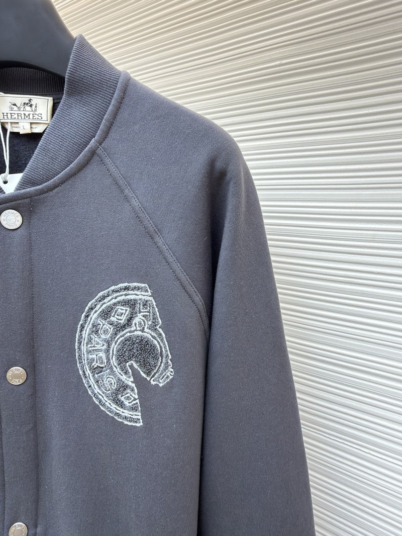 Hermes Solid-Color Ribbed Single-Button Long-Sleeve Jacket Coat 4