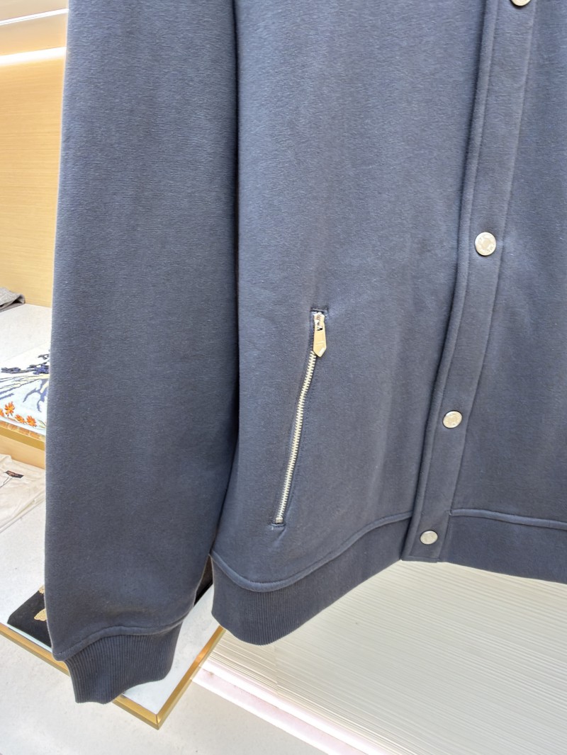 Hermes Solid-Color Ribbed Single-Button Long-Sleeve Jacket Coat 5