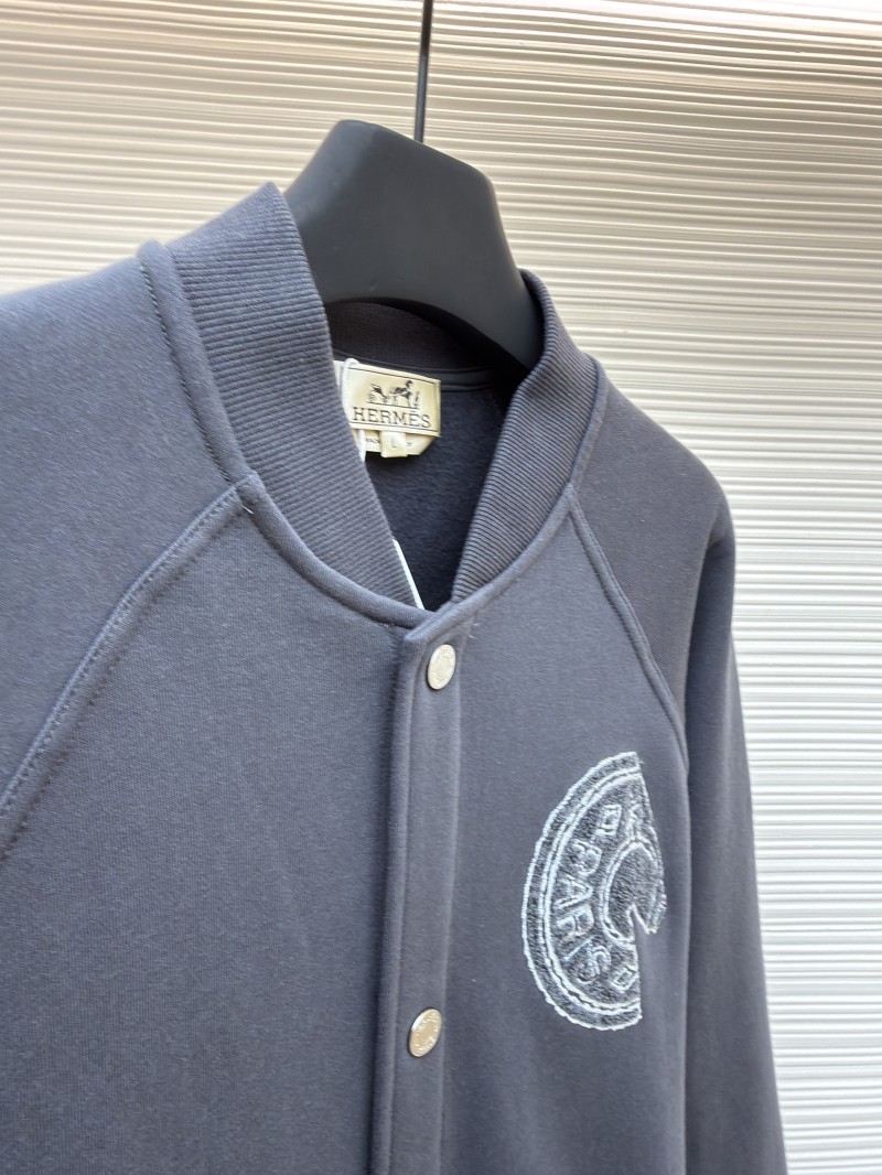 Hermes Solid-Color Ribbed Single-Button Long-Sleeve Jacket Coat 7