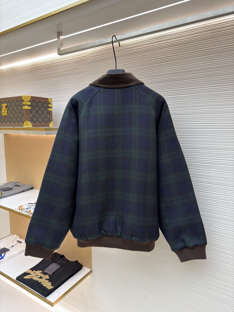 Miu Miu Collared Contrast-Color Check Cotton Coat 1