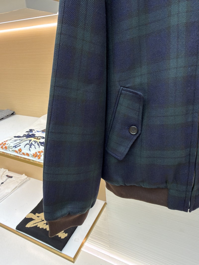 Miu Miu Collared Contrast-Color Check Cotton Coat 5