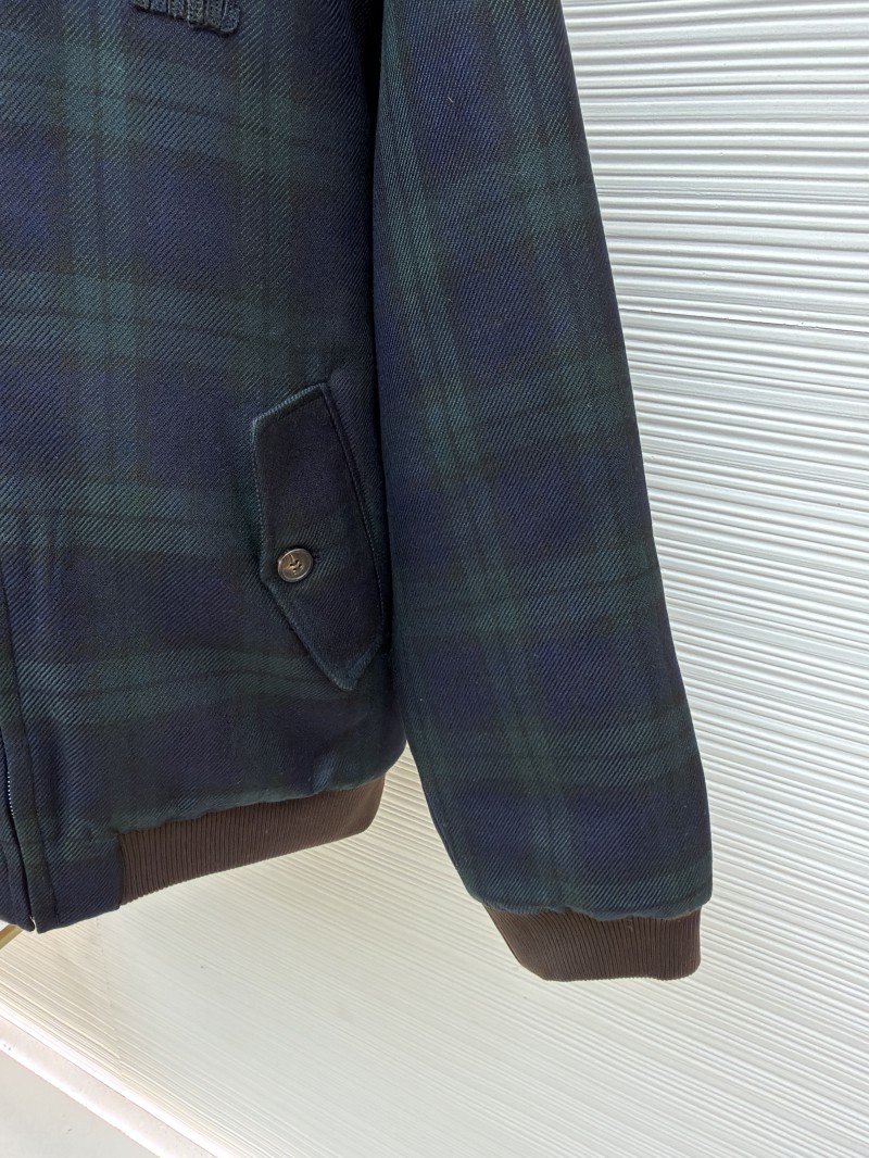Miu Miu Collared Contrast-Color Check Cotton Coat 6