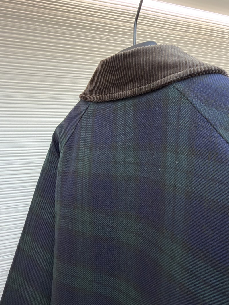 Miu Miu Collared Contrast-Color Check Cotton Coat 8