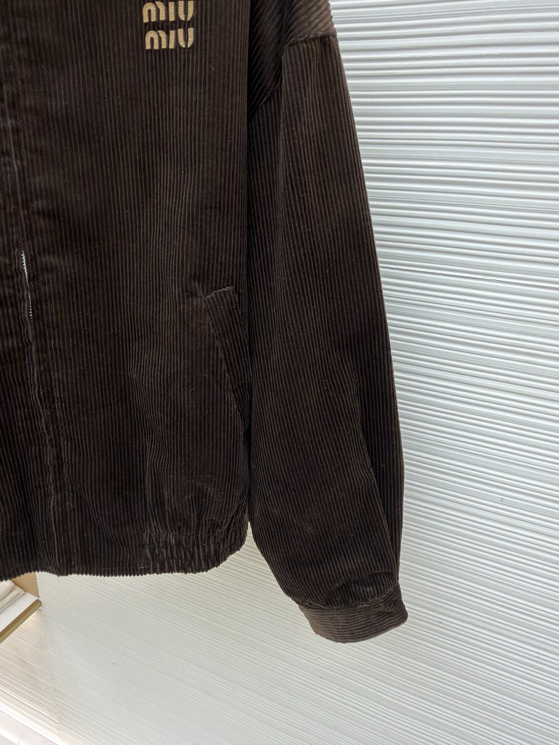 Miu Miu Letter Embroidered Corduroy Jacket Coat 6
