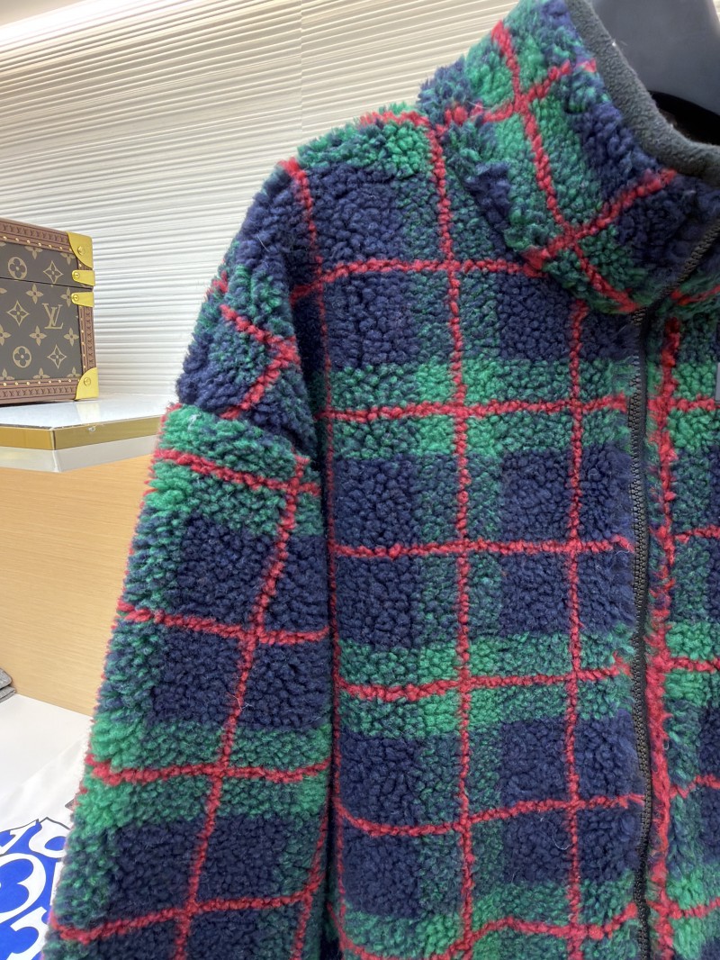 Miu Miu Lambswool Plaid Embroidered Zipper Jacket Coat 2 3
