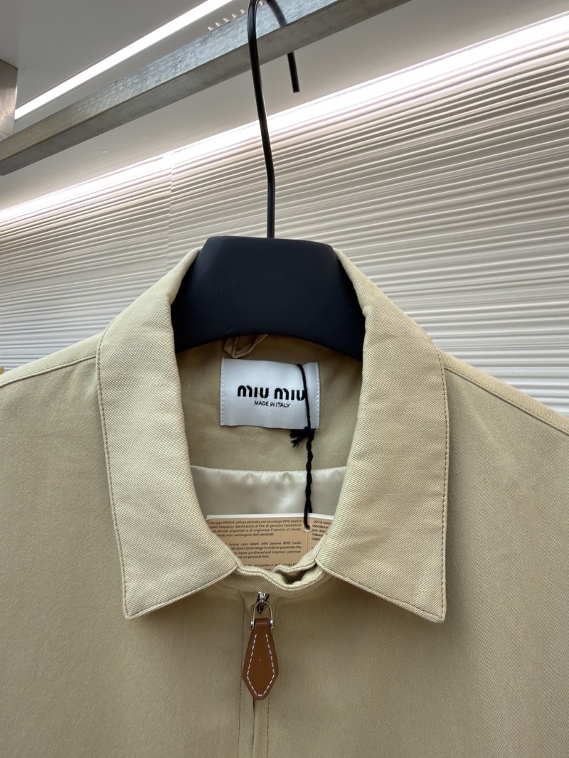 Miu Miu Solid Color Lapel Zipper Micro Logo Long Sleeve Jacket 2
