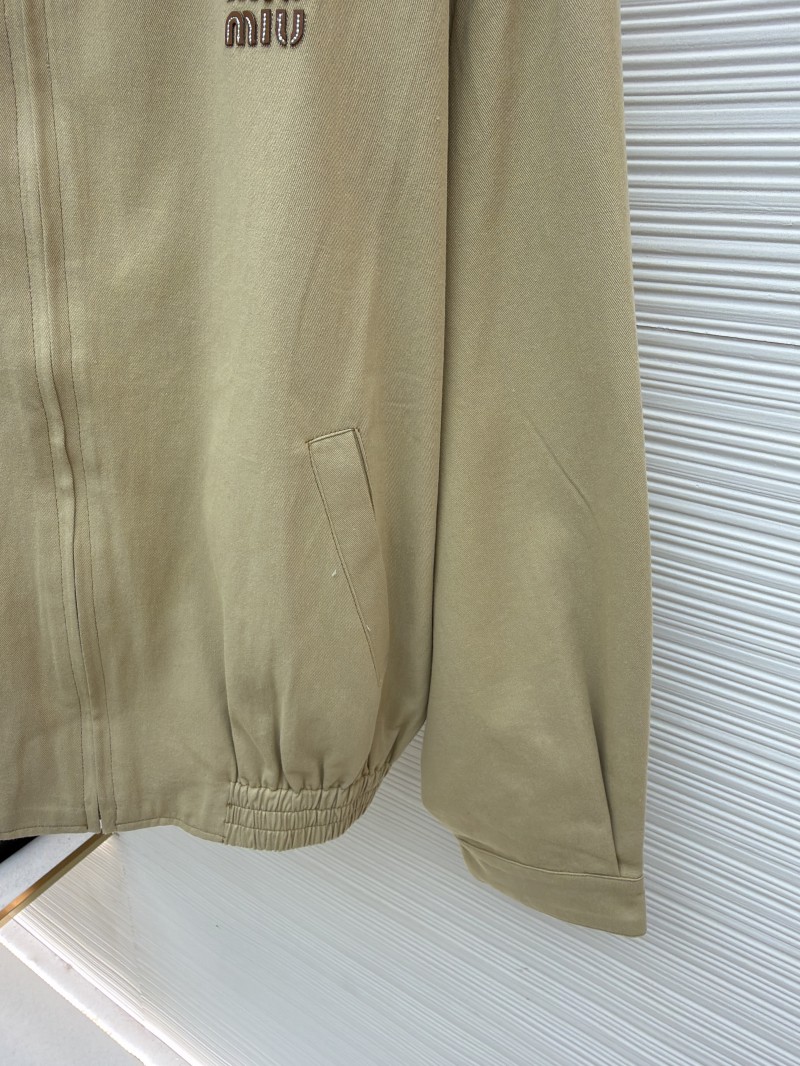 Miu Miu Solid Color Lapel Zipper Micro Logo Long Sleeve Jacket 6