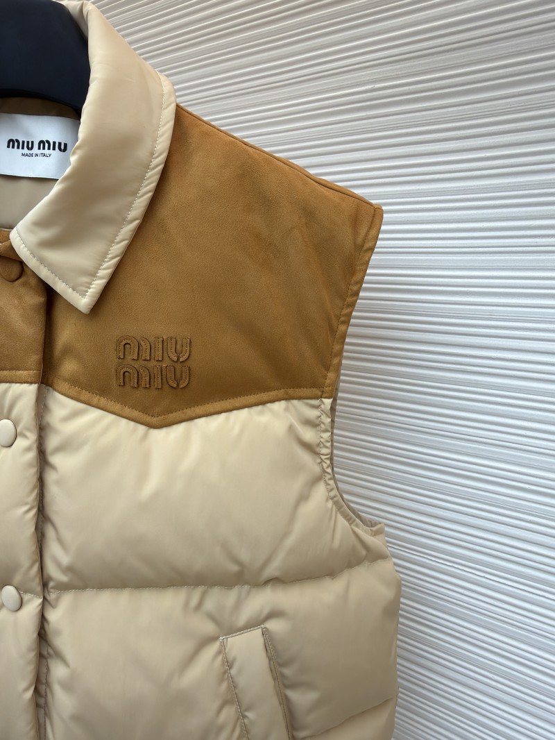 Miu Miu Color-Blocked Short Drawstring Down Vest 4