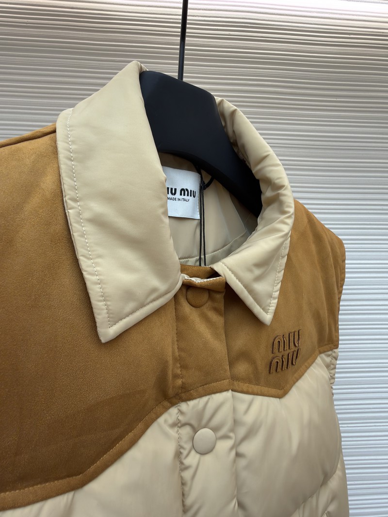 Miu Miu Color-Blocked Short Drawstring Down Vest 7