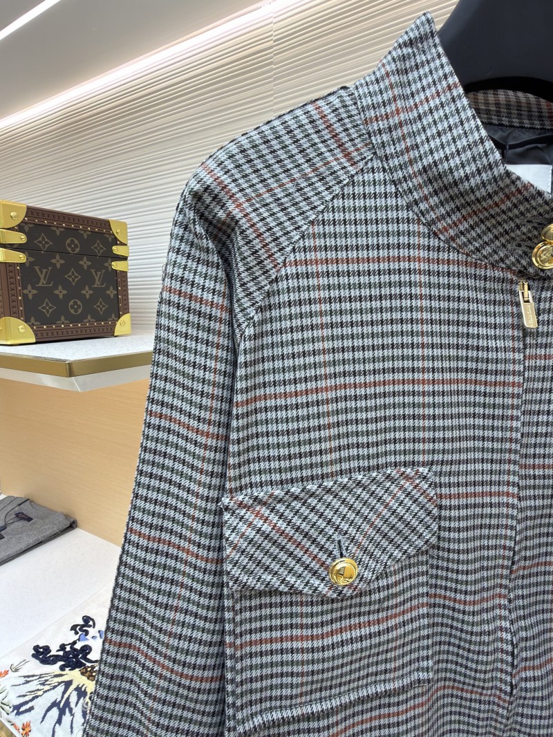 Miu Miu Checkered Stand Collar Zipper Long Sleeve Jacket 3