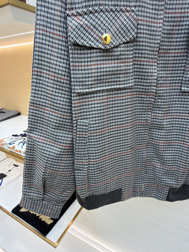 Miu Miu Checkered Stand Collar Zipper Long Sleeve Jacket 5