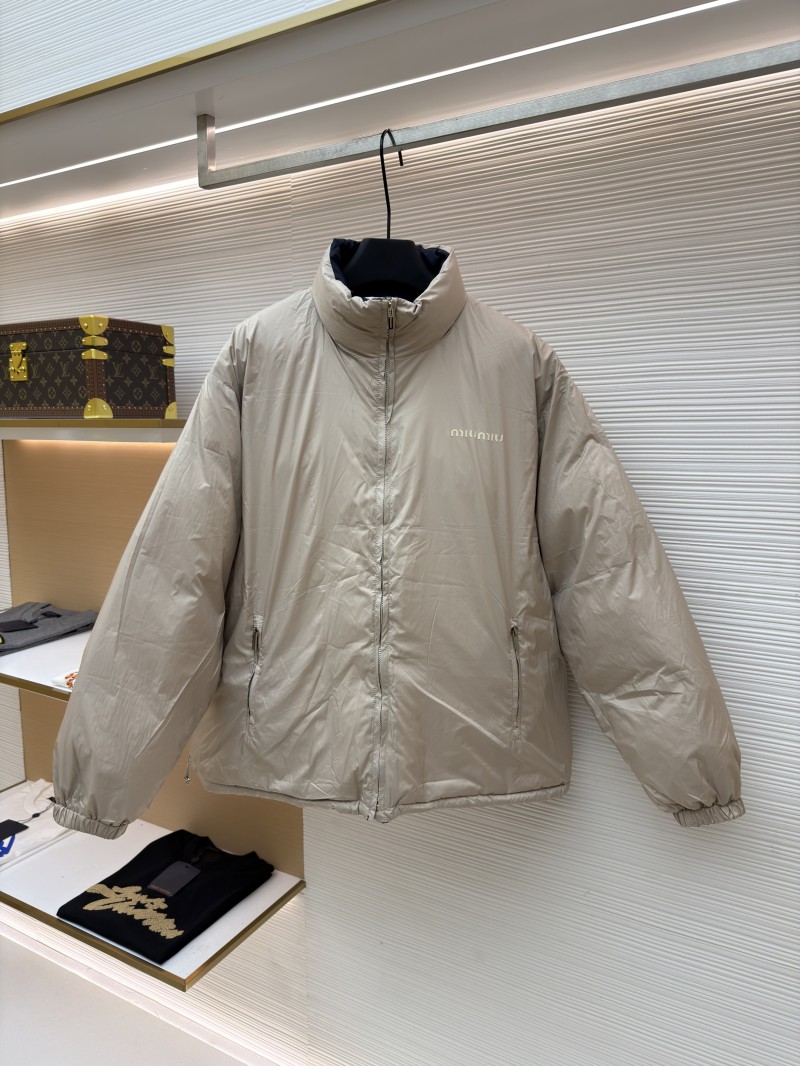 Miu Miu Double-Faced Stand Collar Micro-Logo Zipper Long-Sleeve Down Jacket 2