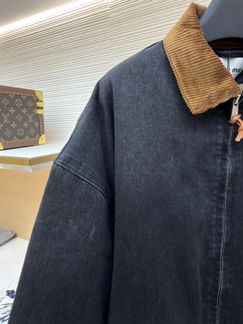 Miu Miu Corduroy Collar Denim Jacket Coat 3