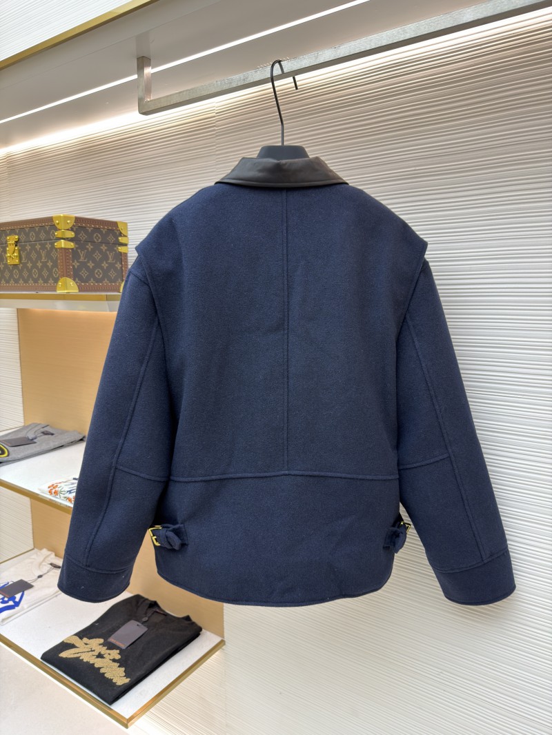 Miu Miu Distressed Washed Leather Collar Zip-Up Cotton Jacket 1