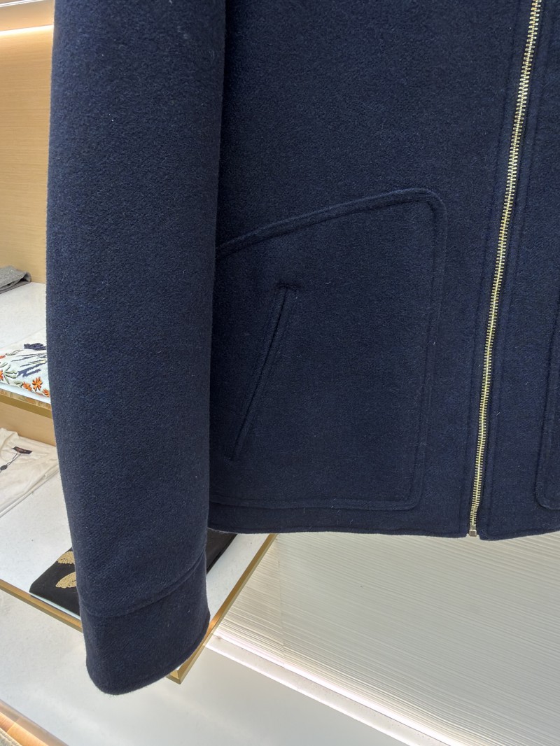 Miu Miu Distressed Washed Leather Collar Zip-Up Cotton Jacket 5