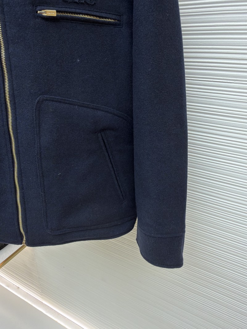 Miu Miu Distressed Washed Leather Collar Zip-Up Cotton Jacket 6
