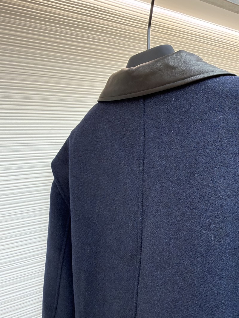 Miu Miu Distressed Washed Leather Collar Zip-Up Cotton Jacket 8