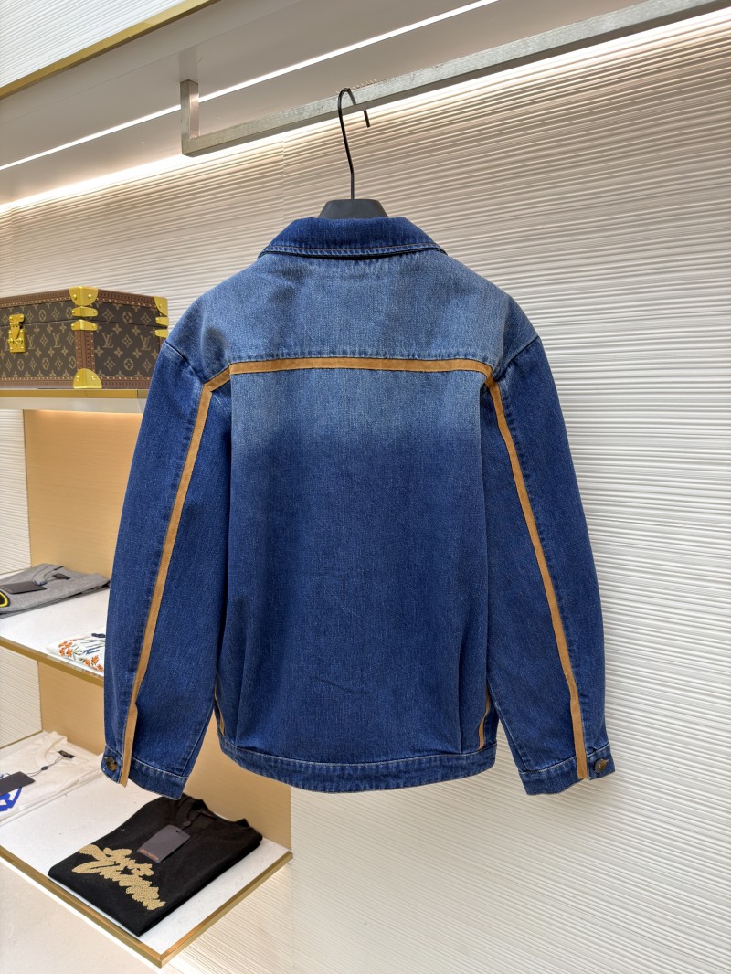 Miu Miu Leather-Trimmed Denim Jacket Coat 1
