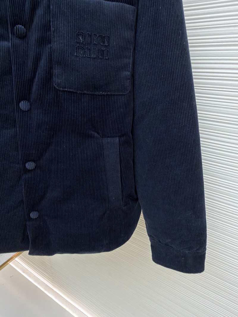 Miu Miu Leather Collar Corduroy Down Jacket 6