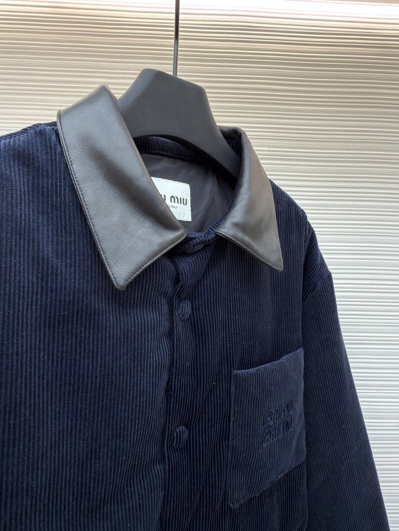 Miu Miu Leather Collar Corduroy Down Jacket 7
