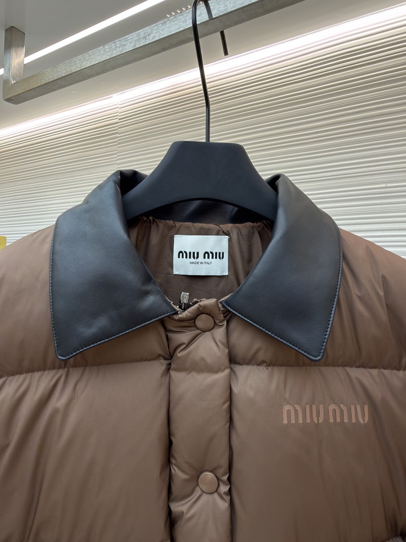 Miu Miu Lapel Single-Breasted Long-Sleeve Down Jacket 2