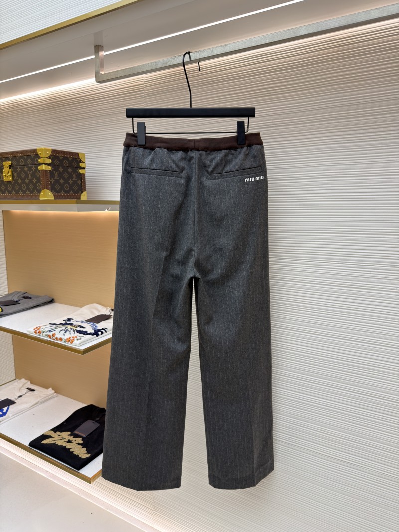 Miu Miu Fine-Striped Straight-Leg Casual Pants 1