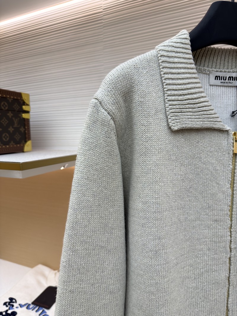 Miu Miu Micro-Logo Zipper Long-Sleeve Sweater 3