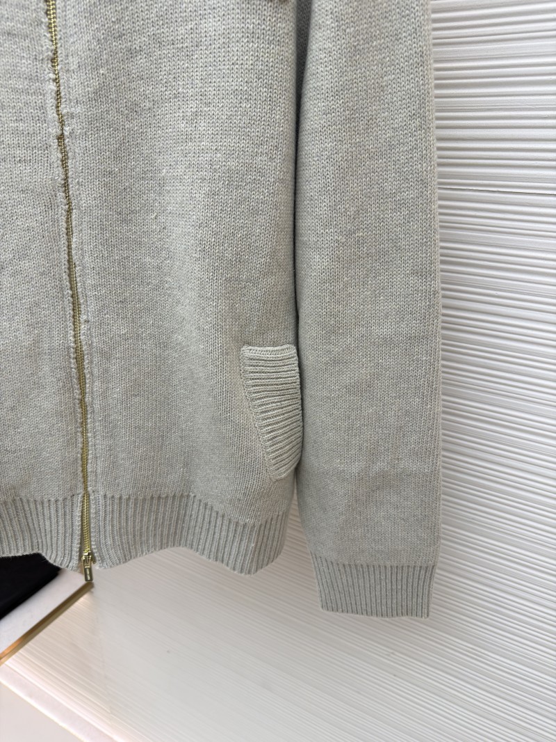 Miu Miu Micro-Logo Zipper Long-Sleeve Sweater 6
