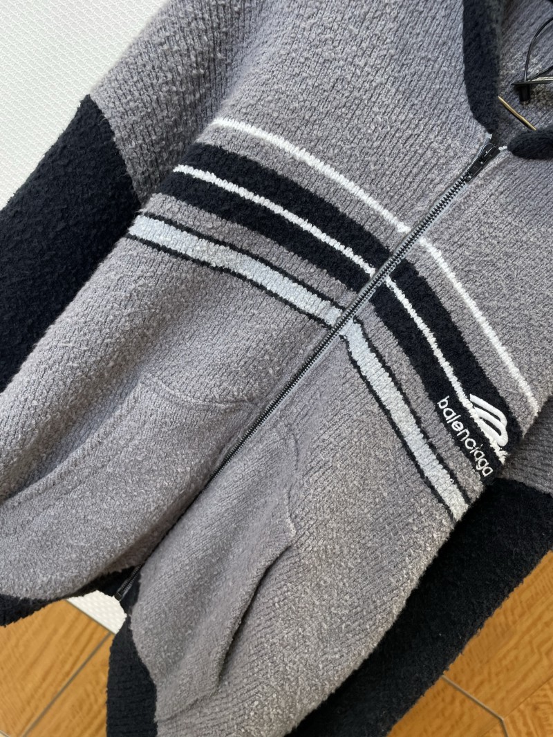 Balenciaga Color-Block Hooded Knit Jacket 3