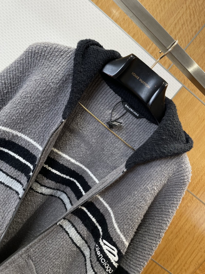 Balenciaga Color-Block Hooded Knit Jacket 4