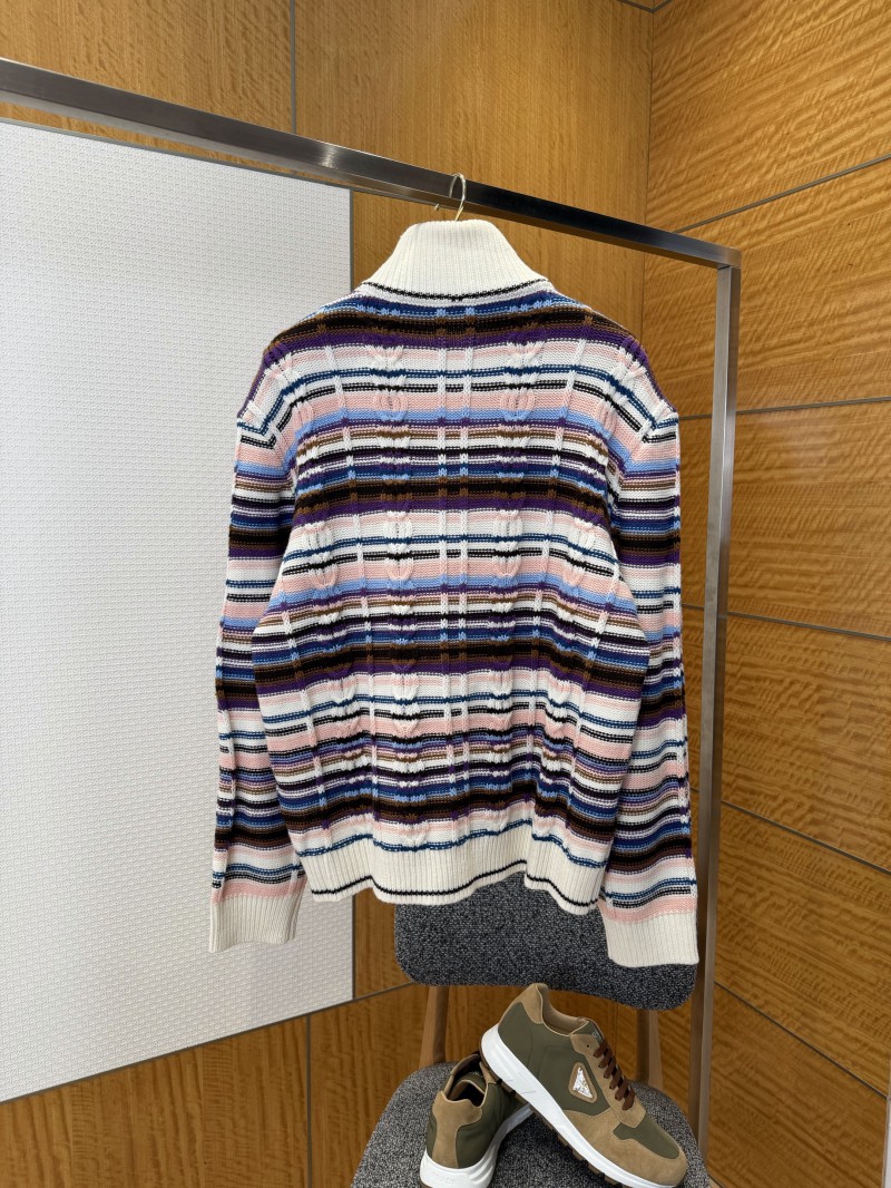LV Color-Blocked Cable-Knit Zipper Cardigan 1