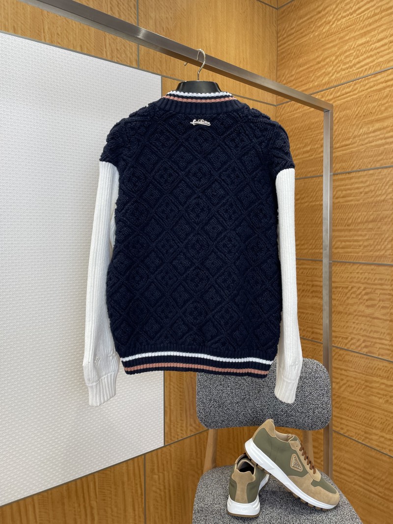 LV Color-Blocked 3D Diamond-Pattern Knit Jacket 1