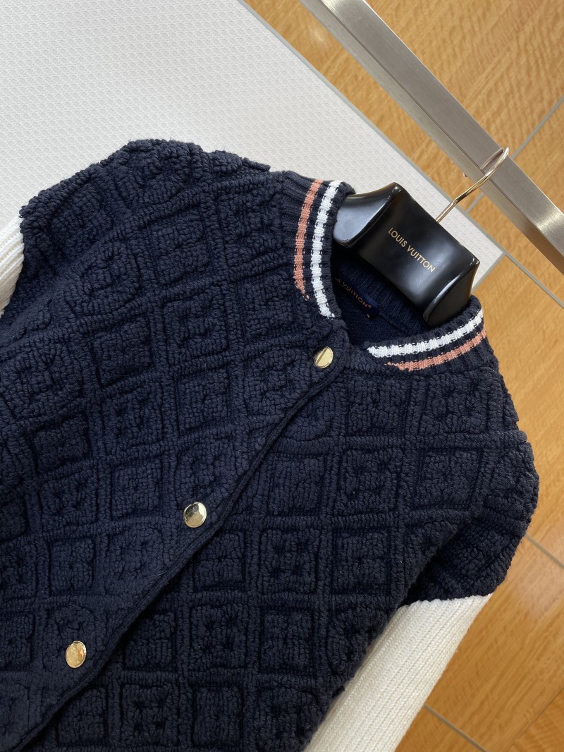 LV Color-Blocked 3D Diamond-Pattern Knit Jacket 2