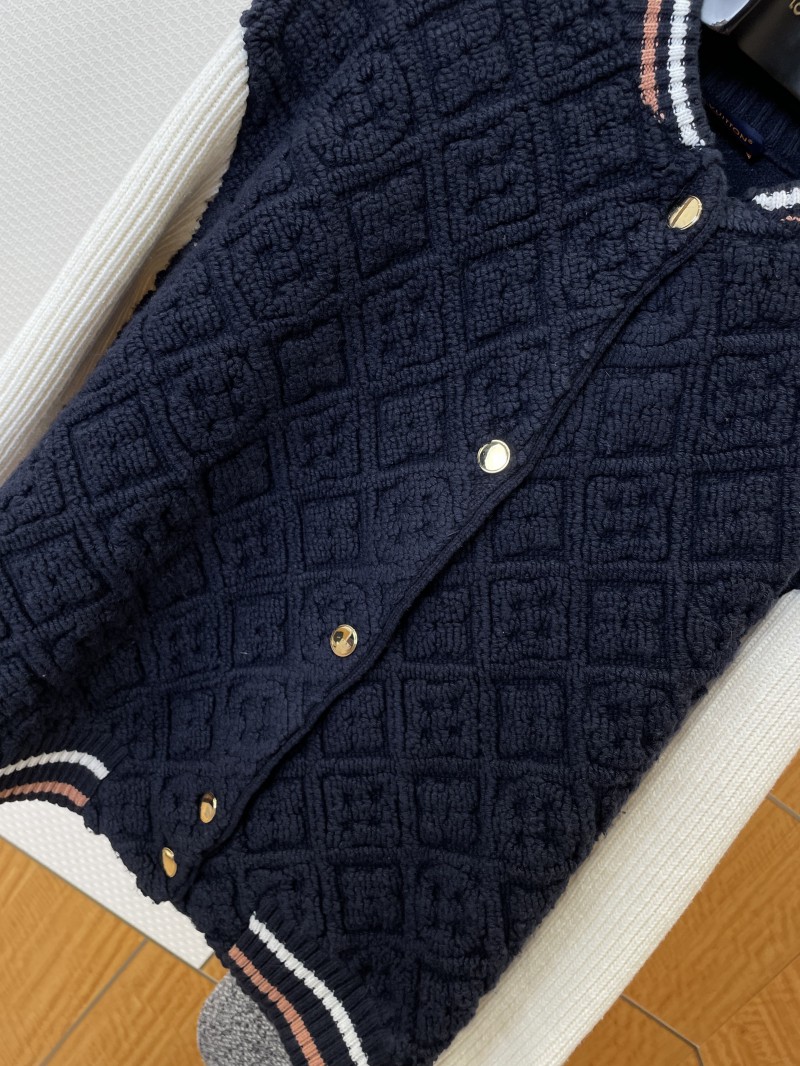 LV Color-Blocked 3D Diamond-Pattern Knit Jacket 3
