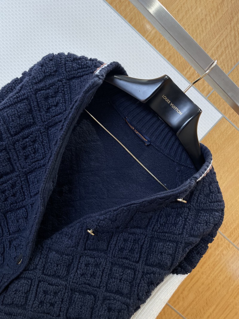 LV Color-Blocked 3D Diamond-Pattern Knit Jacket 4