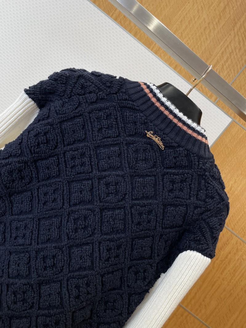 LV Color-Blocked 3D Diamond-Pattern Knit Jacket 5