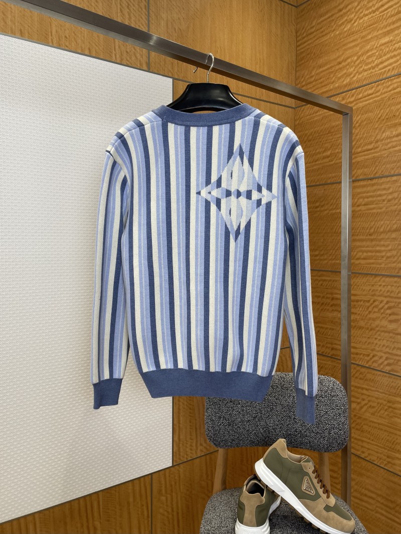 LV 2026 SpringSummer Collection New Blue and White Vertical Striped Cardigan 1