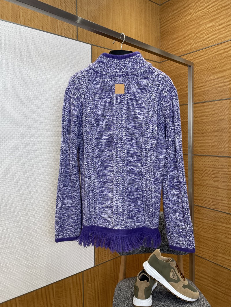 LV 2026 SpringSummer Letter Badge Half-Zip Pullover Fringe Knit Sweater 1