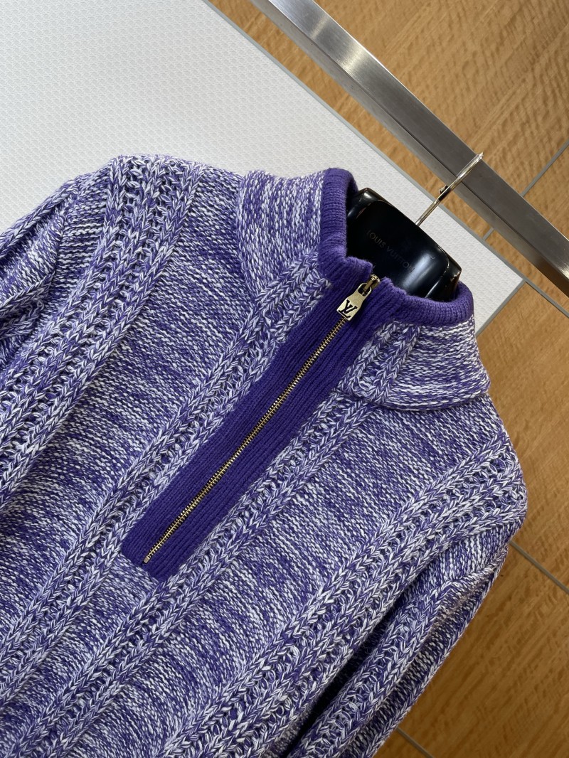LV 2026 SpringSummer Letter Badge Half-Zip Pullover Fringe Knit Sweater 2