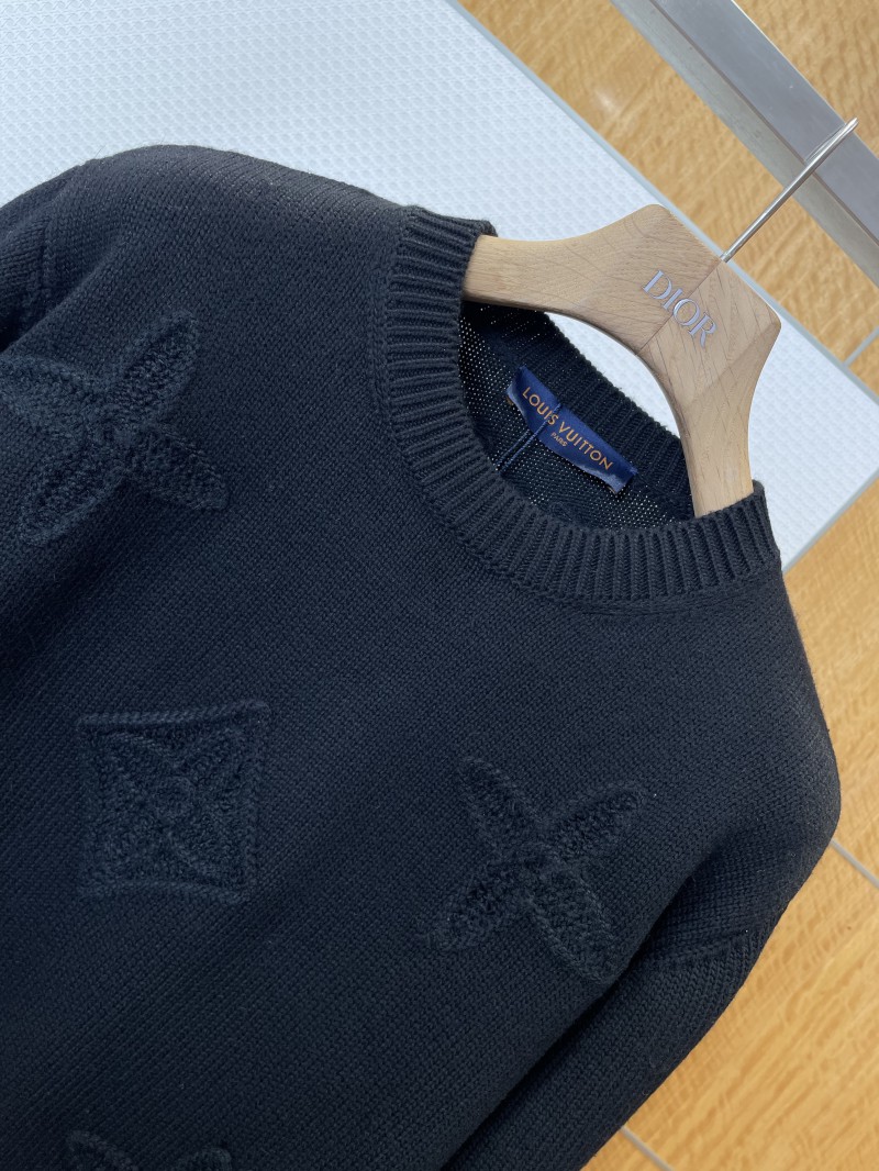 LV Floral Openwork Jacquard Crewneck Knit Sweater 2