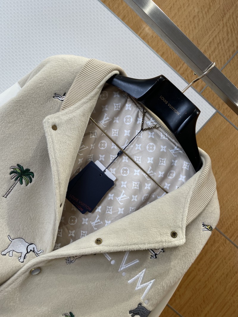 LV Animal Embroidered Patchwork Leather Baseball Jacket 4