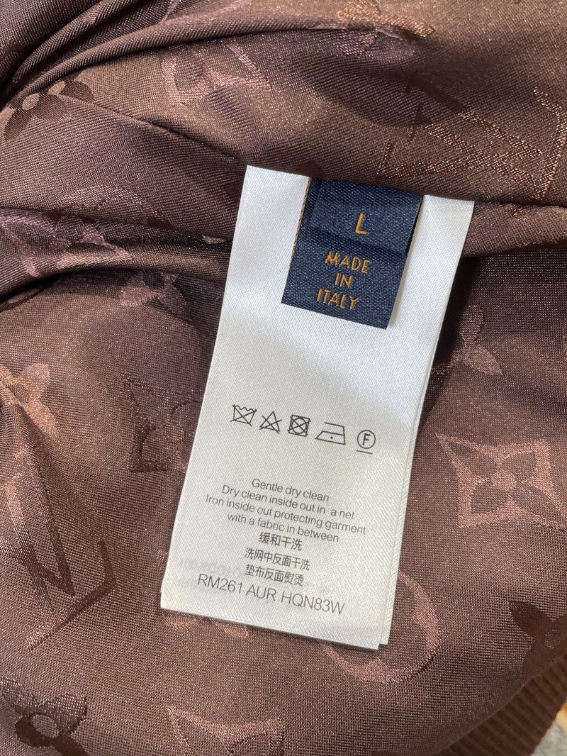 LV Monogram Embroidered Zipper Shearling Jacket 8