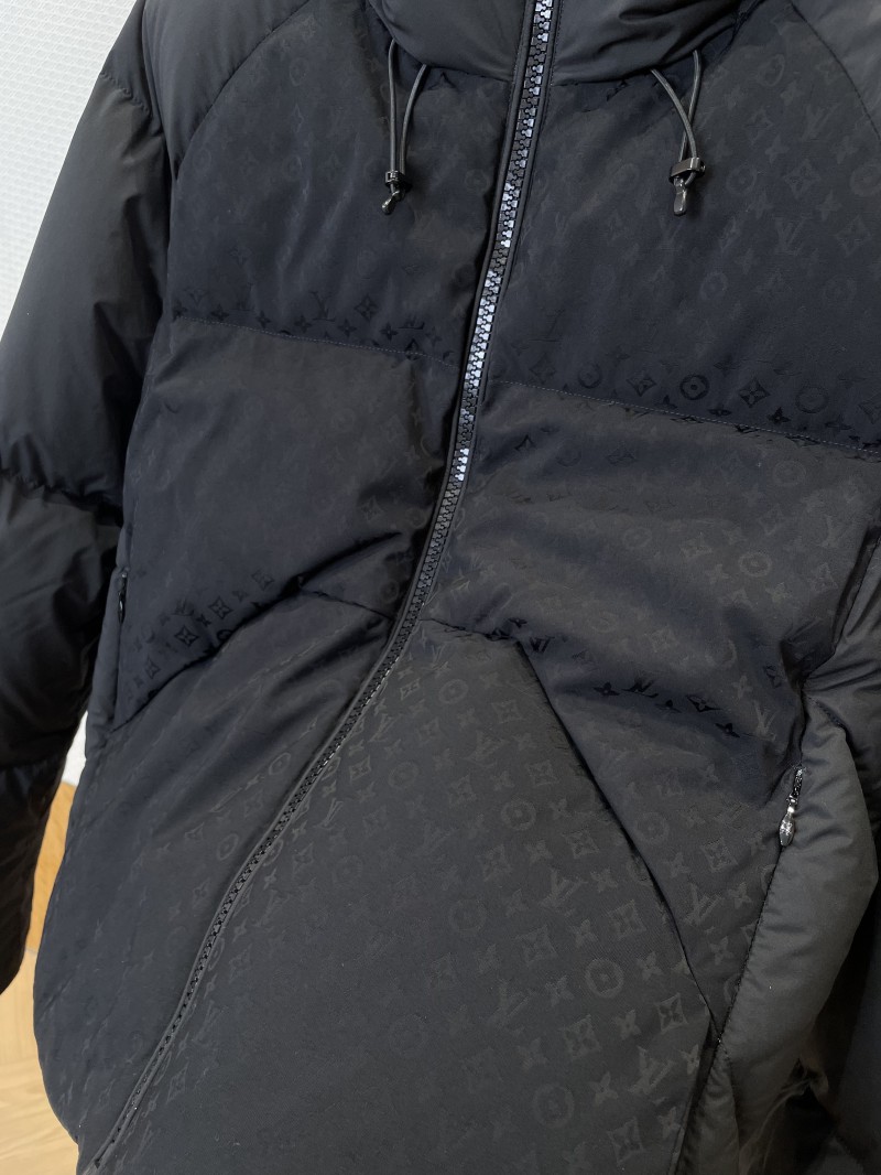 LV Full-Print Patchwork Hooded Down Jacket 4