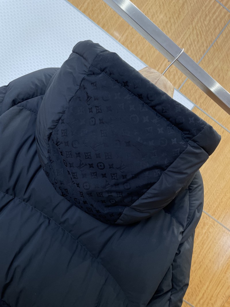 LV Full-Print Patchwork Hooded Down Jacket 6