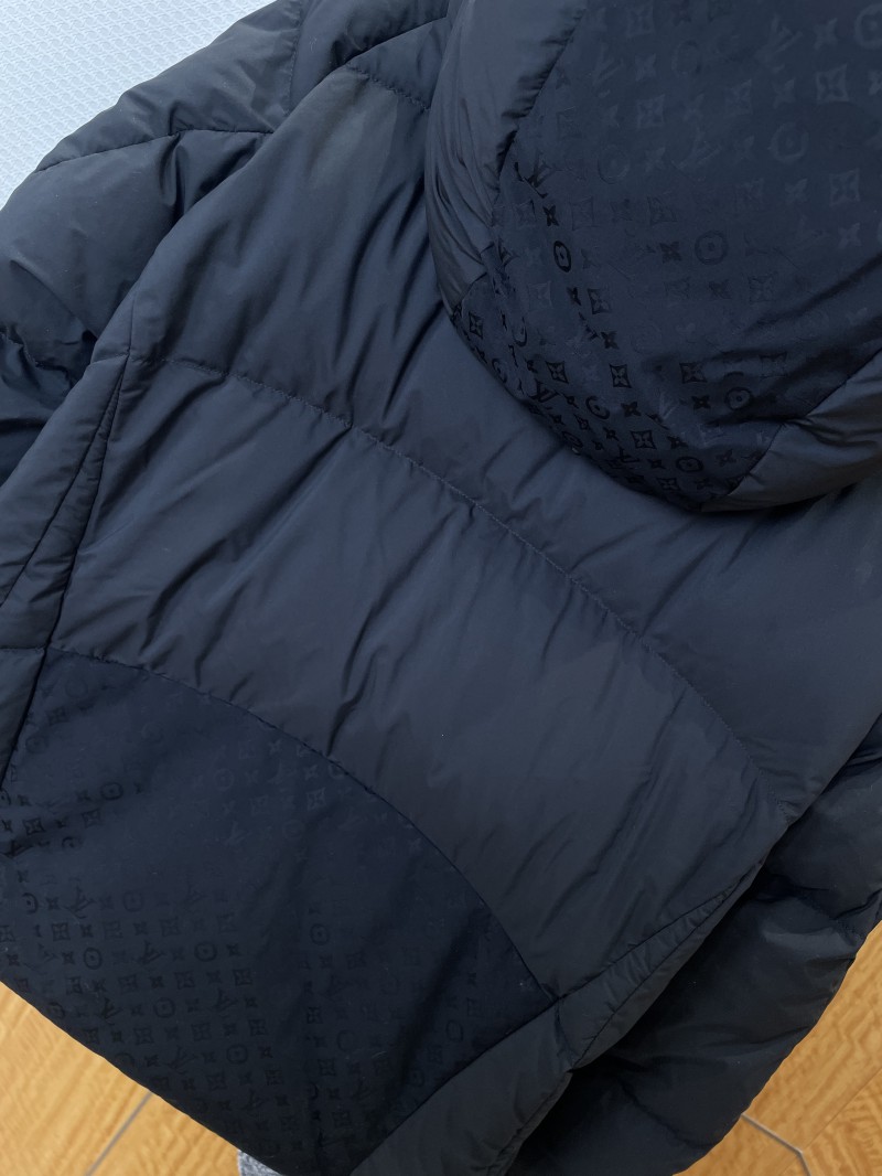 LV Full-Print Patchwork Hooded Down Jacket 7
