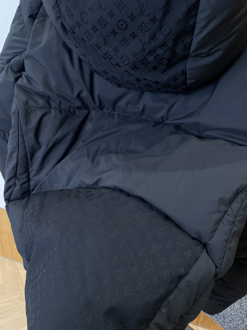 LV Full-Print Patchwork Hooded Down Jacket 8