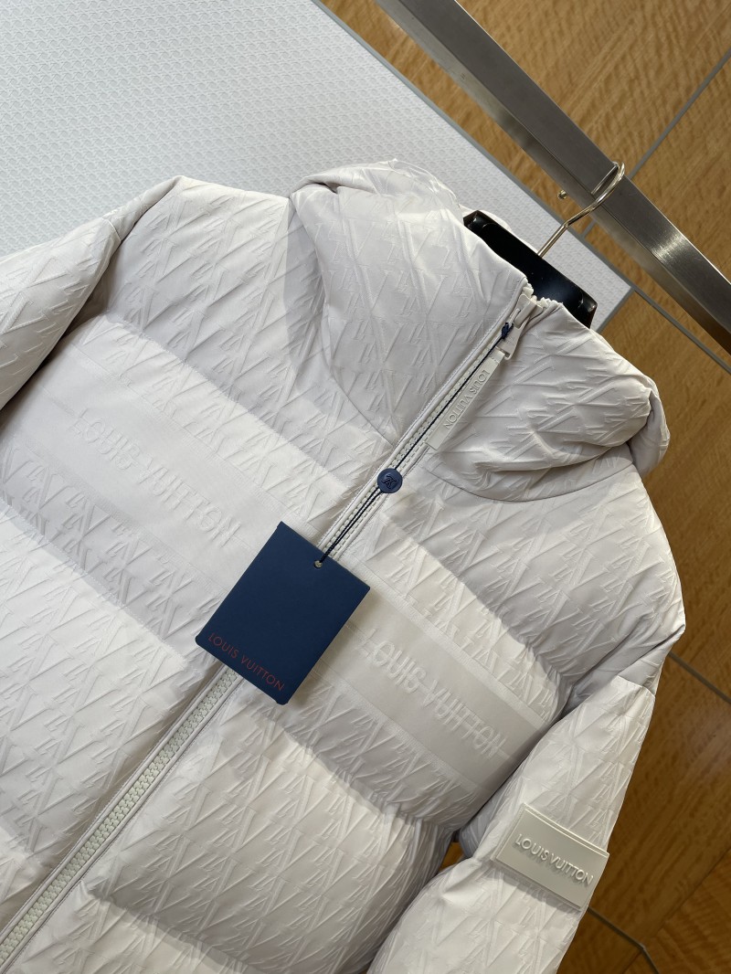 LV Leather-Label Hooded Down Jacket 1 2