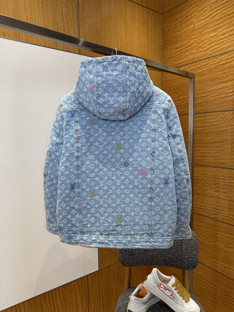 LV Color Jacquard Hooded Denim Down Jacket 1