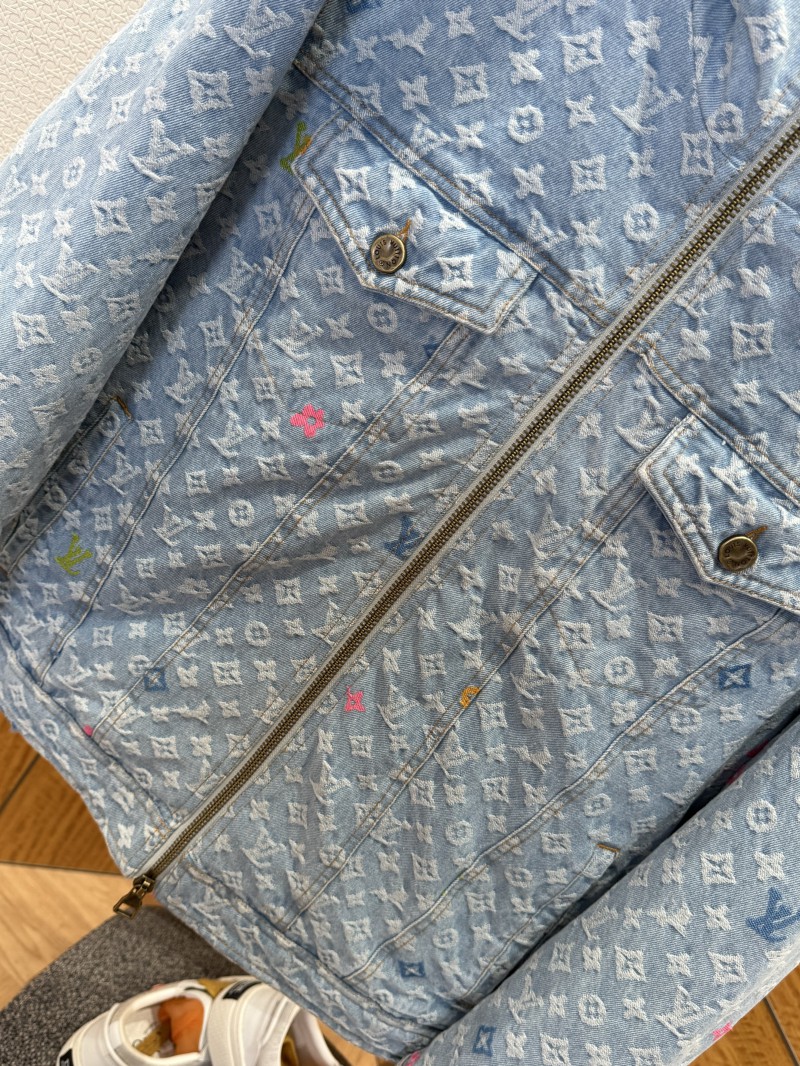 LV Color Jacquard Hooded Denim Down Jacket 3