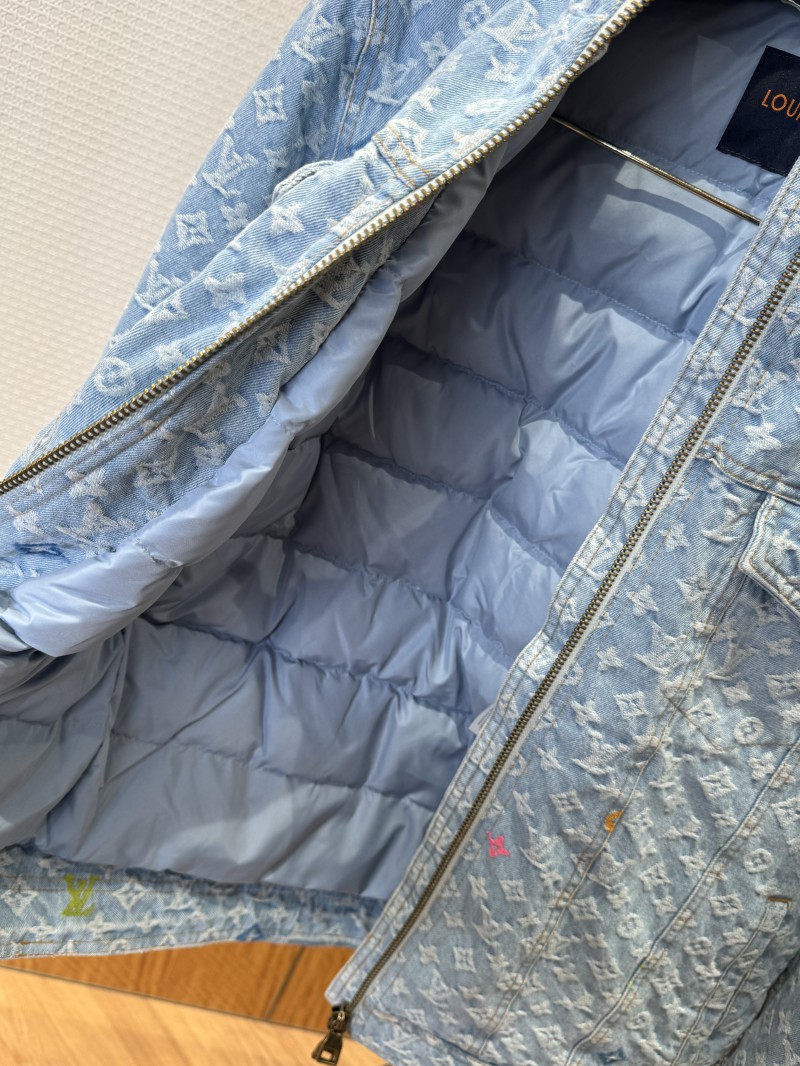LV Color Jacquard Hooded Denim Down Jacket 6